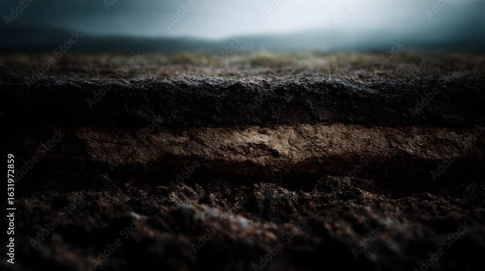 Poster a cross section view of layered soil textures in the natural environment long title a close up detai