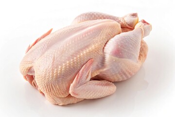 Whole raw chicken isolated on white background