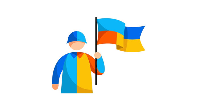Symbol of Ukrainian identity, stylized depiction with flag support
