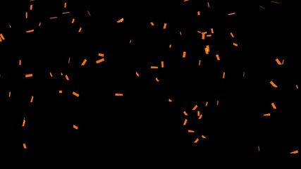 Animation of orange colour confetti falling down on black background. Paper scraps, paper ribbons, celebration strips, party poppers falling down. Celebration Background. - Powered by Adobe