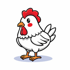 Fototapeta premium Adorable Cartoon Chicken Character Isolated on White Background Simple Cute Design