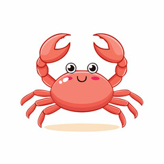 Fototapeta premium Adorable Cartoon Crab with Big Eyes and Claws on a White Background Illustration