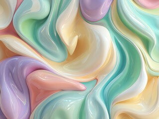 Pastel color mixing creating abstract swirls and patterns