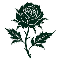  moss rose silhouette vector on white background