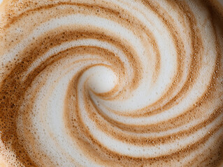 Creamy coffee foam swirling in a delightful spiral pattern