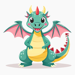 Fototapeta premium Adorable Cartoon Dragon Illustration with Playful Expression and Vibrant Colors