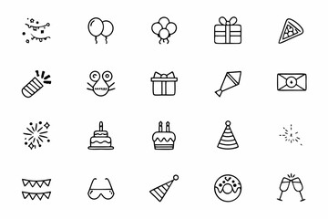 A colorful set featuring key elements for parties, celebrations, and entertainment events — perfect for invitation designs and event planning