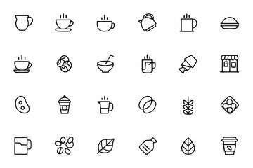 A cozy and stylish set focused on beverages and cafe essentials — great for coffee shops, tea brands, and lifestyle blogs