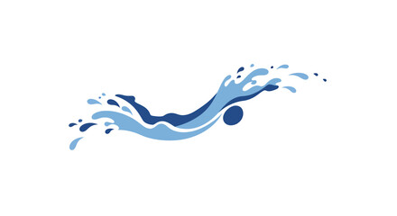 A stylized illustration of a swimmer gliding through the water, their body forming a dynamic blue splash.