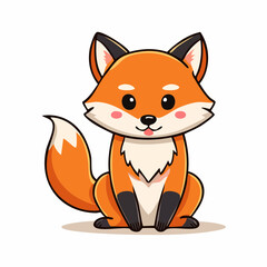 Fototapeta premium Adorable Cartoon Fox Illustration with Big Eyes and Charming Details Against White Background