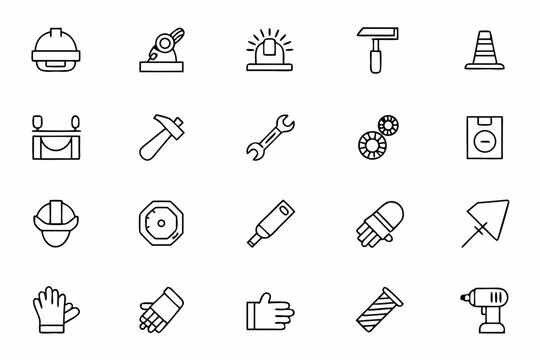 Detailed icons representing the core machines and tools used in manufacturing plants — great for engineering firms and technical manuals