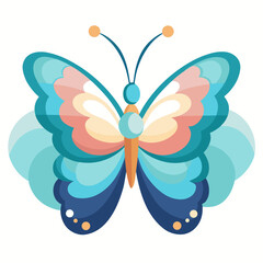 A butterfly with wings shaped like clouds and soft gradients