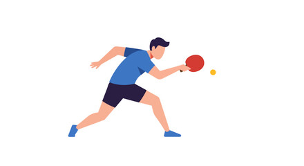 A man plays table tennis, hitting an orange ball with his paddle.