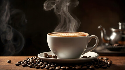 cup of coffee with beans
