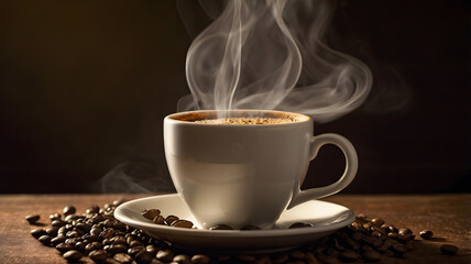 cup of coffee with beans