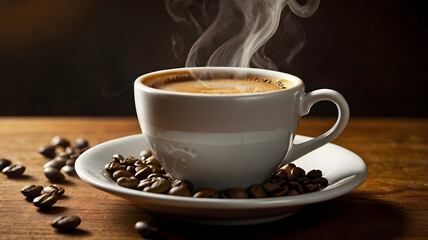 cup of coffee with beans