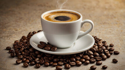 cup of coffee with beans