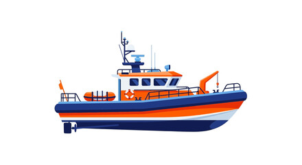 Fototapeta premium Vibrant and detailed cartoon illustration of a maritime rescue vessel