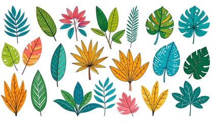 Colorful tropical leaves collection (2)