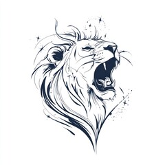 Obraz premium Roaring lion head, stylized