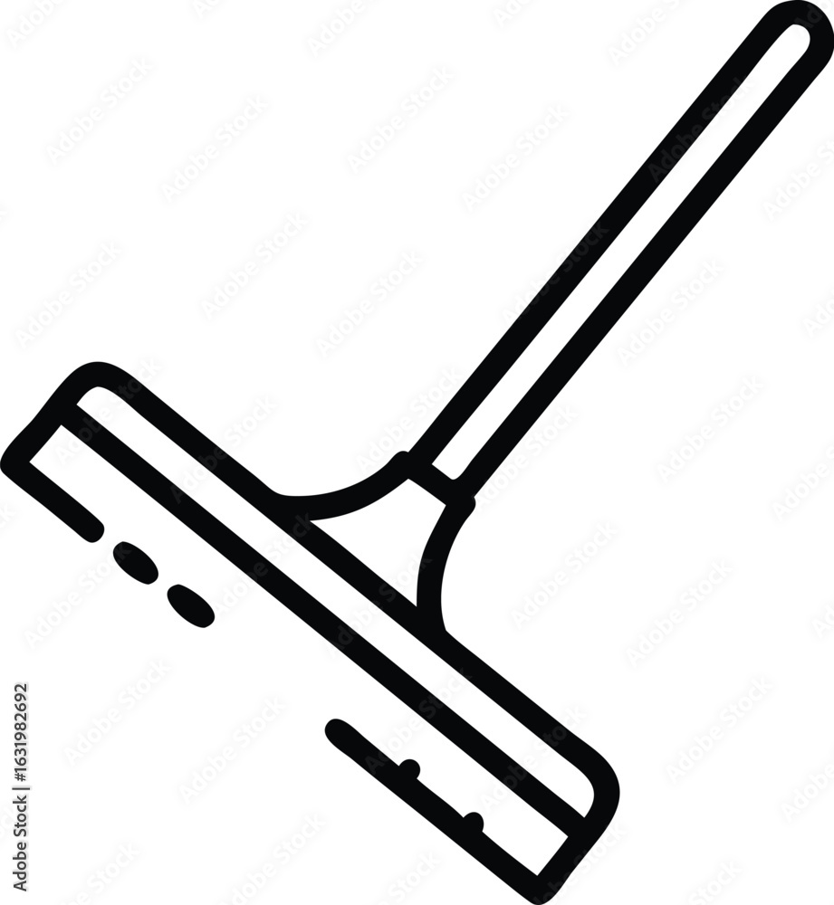 Poster simple line drawing of a squeegee tool isolated on transparent background