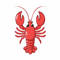Cartoon Lobster Illustration with Detailed Anatomy and Cute Expression on White Background