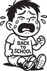 Child's Tears: Illustration of a young child's emotional display, with large tears streaming down their face. Crying with open mouth and distress.
