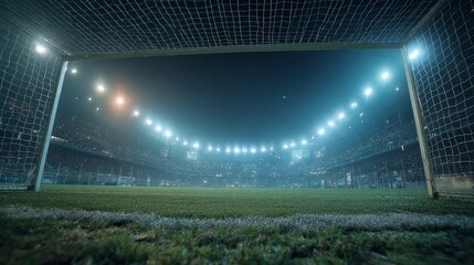 Night soccer stadium under floodlights, soccer stadium at night with bright lights, soccer stadium at night for sports photography