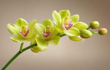 Vibrant green orchid with red accents showcasing natural beauty in soft light