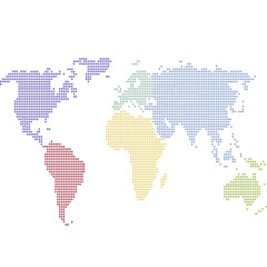 Fototapeta premium Dotted color world map vector