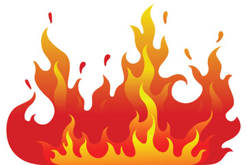 Collection of hand drawn fire flames with crayon, pastel, chalk or pencil texture  Grunge elements in sketch style Yellow vector illustration isolated on a white background