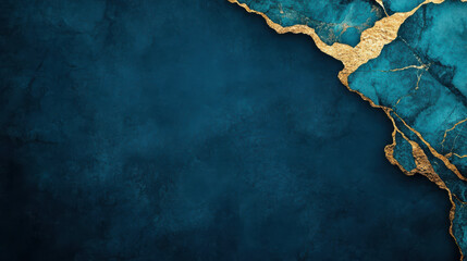 Blue marble texture with gold veins creates bold abstract design, evoking elegance and luxury in rich, deep color palette