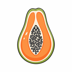 Fototapeta premium Vibrant papaya fruit illustration showcasing its juicy interior and seeds, perfect for healthy eating