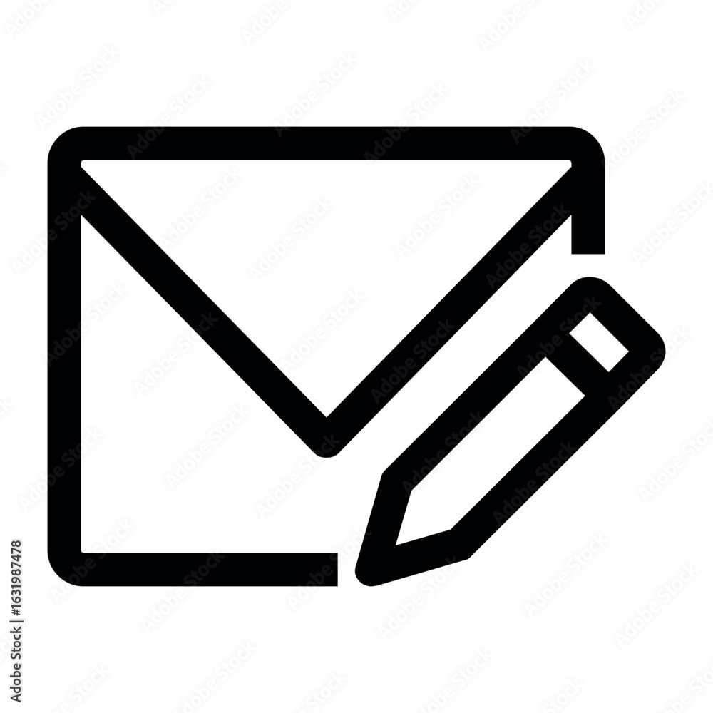 Poster a simple line drawing of an envelope with a pencil overlaying it indicating email editing feature