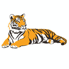 Stylized Illustration of a Relaxed Tiger