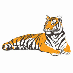Stylized Illustration of a Relaxed Tiger
