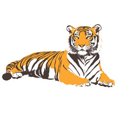 Stylized Illustration of a Relaxed Tiger