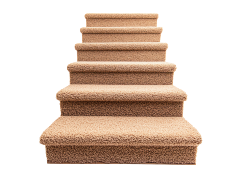 Carpeted Staircase on Transparent Background