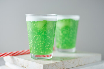 Sago and longan pudding in glass cup