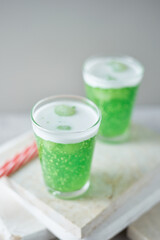 Sago and longan pudding in glass cup