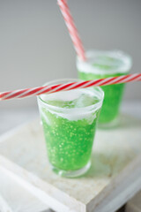 Sago and longan pudding in glass cup
