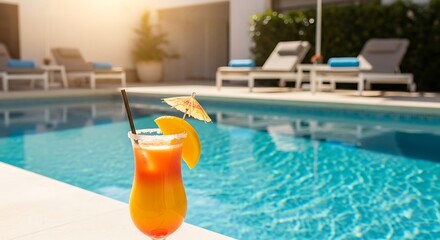 Refreshing cocktail by the poolside.