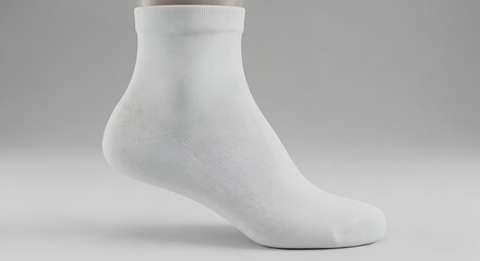 White Sock Displayed on a Neutral Background for Product Presentation