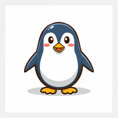Obraz premium Adorable Cartoon Penguin Character with Cheerful Expression Standing on White Background
