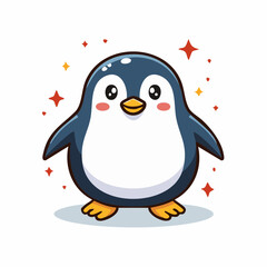Fototapeta premium Delightful depiction of a cartoon penguin radiating charm and playful happiness