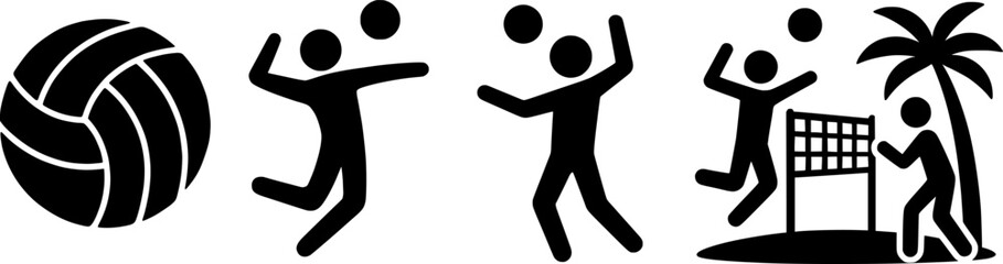 Beach Volleyball Stroke Icon Collection.
