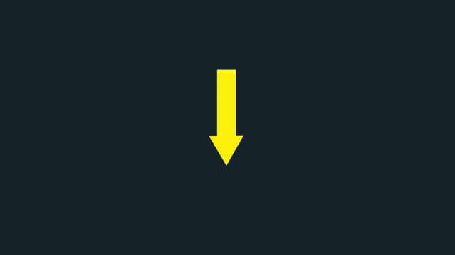 Yellow Arrow Pointing Down on Dark Blue Background Simple Graphic Element Directional Indicator