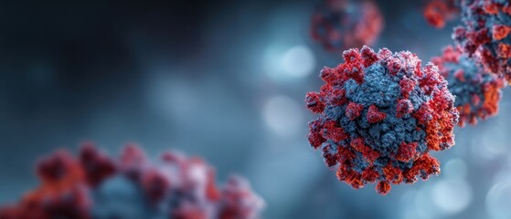 The vibrant representation of a coronavirus particle in a microscopic view.