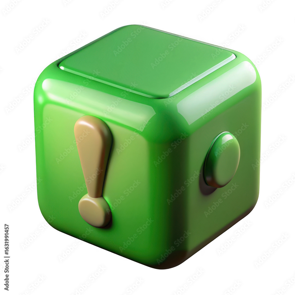 Poster 3d green question block isolated on transparent background