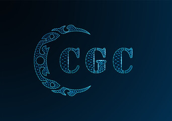 Low poly letter logo CGC design. CGC letter logo low poly vector design on blue color gradient background. CGC logo low poly design